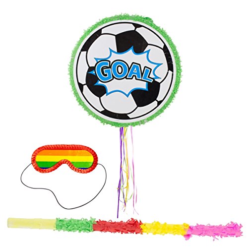 Preisvergleich Produktbild partydiscount24 Pinata Set - Pinata Fußball, Schlagstock, Augenbinde