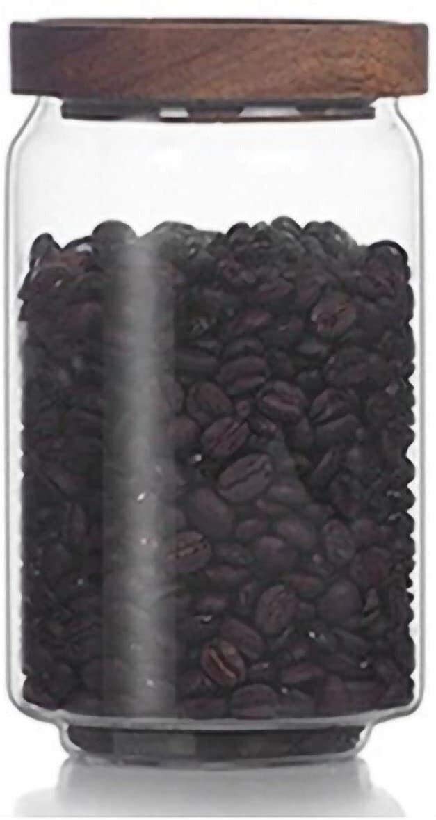 Vorratsgläser Klein Vorratsgläser Kanister Glas Luftdichtes Glas Mit Holzdeckel, Transparentes Luftdichtes Glas for Mehrkorn-Trockenfrüchtetee (Size : 750ml)