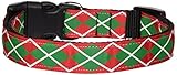 Christmas Nylon Pet Collars and Leashes, "Christmas Argyle" LG Collar