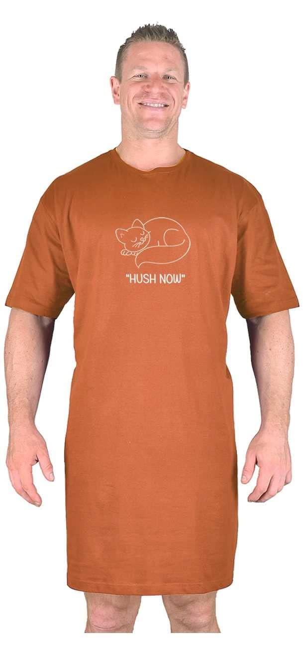 Big Mens Soft Orange Hush Nightshirt Cotton Unisex for Sizes M L XL 2XL 3XL 4XL 5XL 6XL 7XL 8XL, Size : 7XL