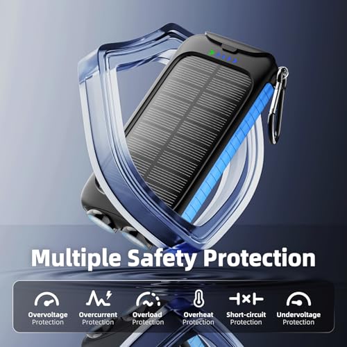 Image of Solar Charger Power Bank 49800mAh - Portable Fast Charging Power Bank with Type-C & Dual USB Ports, Compatible with iPhone, Samsung & More, Waterproof Solar Panel for Camping, Hiking, and Outdoor Use