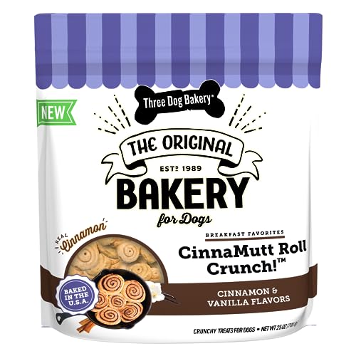 Three Dog Bakery CinnaMutt Roll Crunch Dog Treat, Crunchy Cinnamon Roll Flavored...