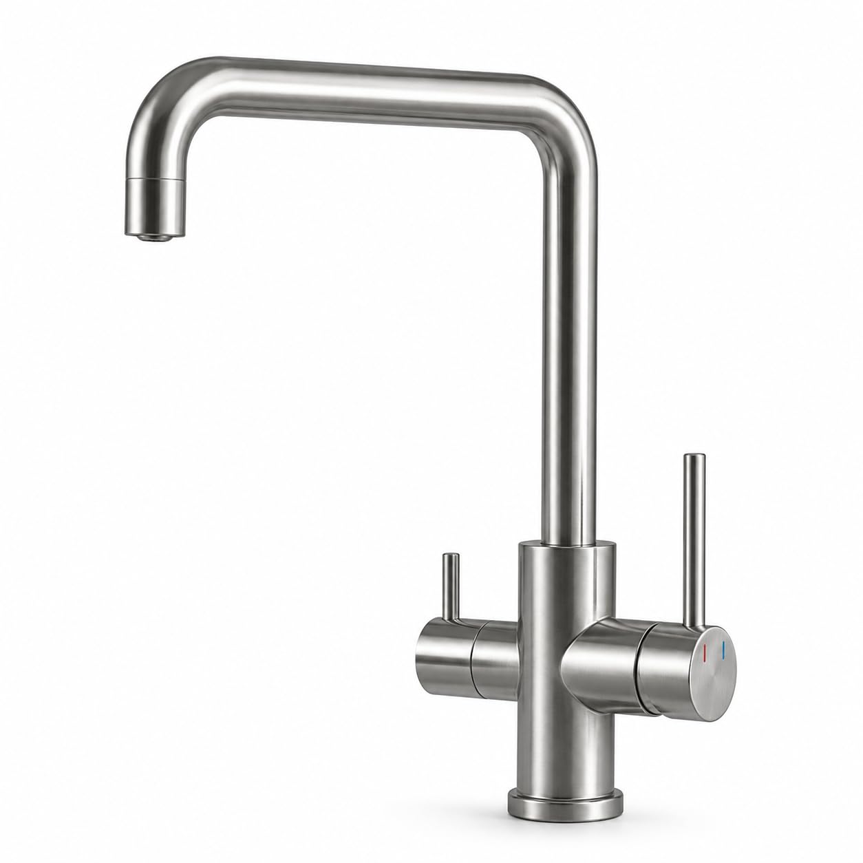AORA VANTO INOX 3-drożny kran ze stali nierdzewnej, masywny, armatura kuchenna do filtra wody i instalacji osmozy, obracana o 360°, armatura zlewozmywakowa z oddzielnymi przewodami, kran z filtrem