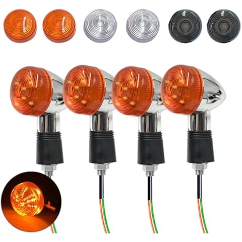 VRWEARE Universal 4pcs Motorcycle Turn Signals LED with Amber White Black Lens Front Rear Turn Signal Light Compatible with Harley Honda Suzuki Yamaha Motorcycle Cruiser Bobber Chopper Cover