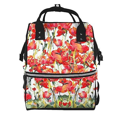 Sac à dos ordinateur coquelicots rouges pour ranger et protéger son PC portable