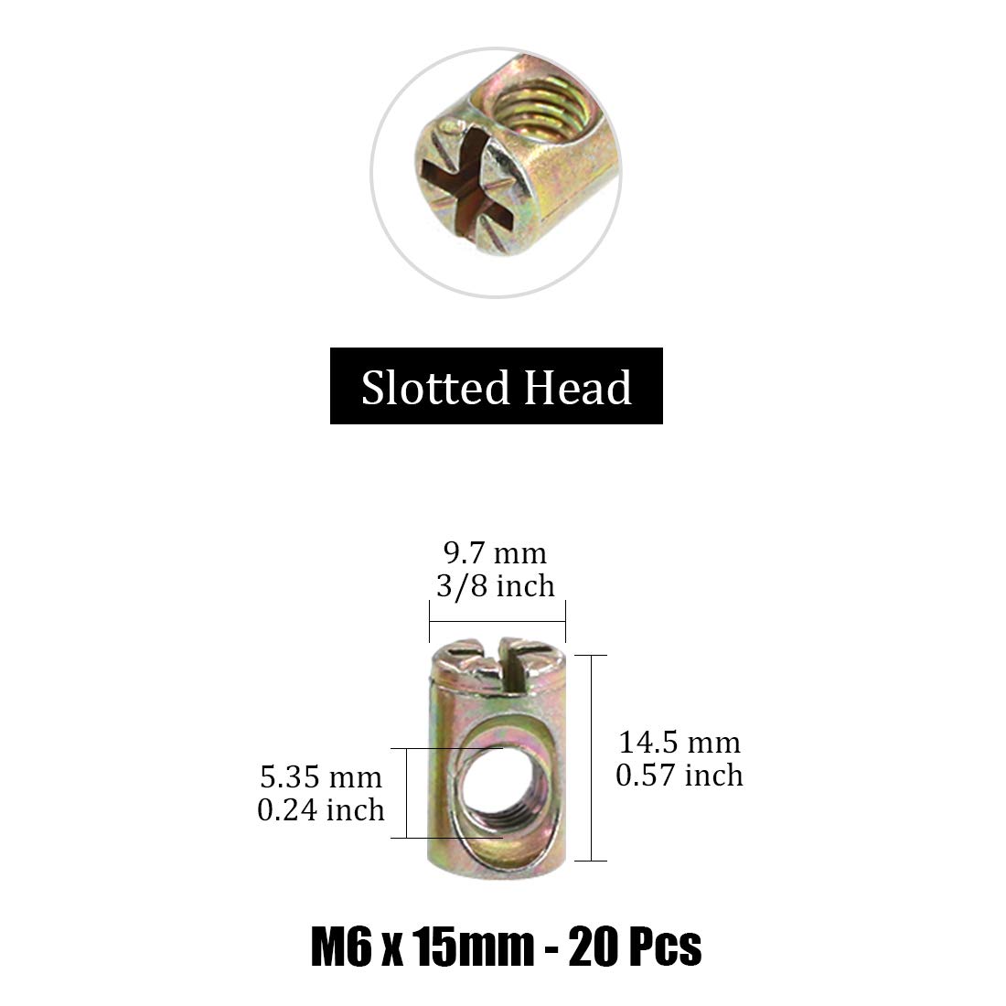 M6 Barrel Bolts Cross Dowel Slotted Furniture Nut For Beds Crib Chairs - View #10