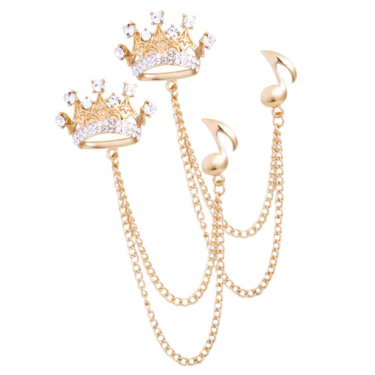 6 Pz spilla catena del collare di strass fermacravatta uomo elegant light arredamento accessori per uomo spille di note musicali abito corpetto emblema del partito Nota