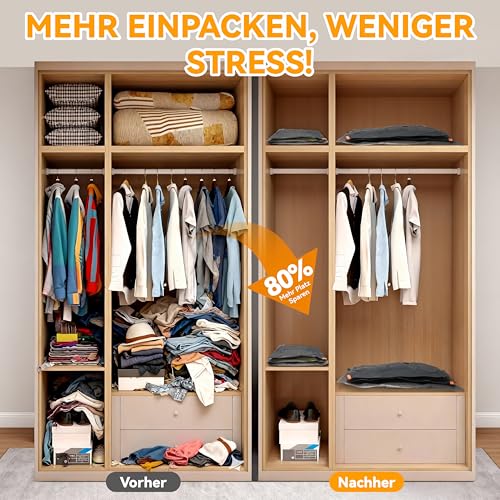 VACKFOX vakuum koffer mit pumpe,9-teiliges vacuum storage bags for travel,starke -58KPa Saugkraft für Gepäck,clothes vacuum bags,für Reise und Haushalt geeignet für Kleidung und Decken.