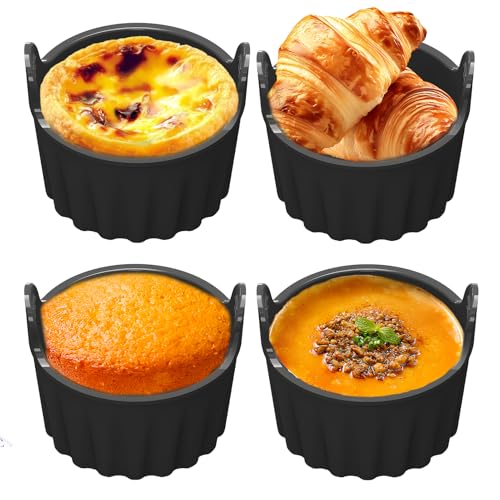 Bravien Moule Gateau Silicone Compatible Avec Air Fryer Set De 4 Pièces Pour Cuisson De Gateaux Desserts Muffins Parfait Pour Airfryer Accessoire De Cuisine Utile Et Pratique