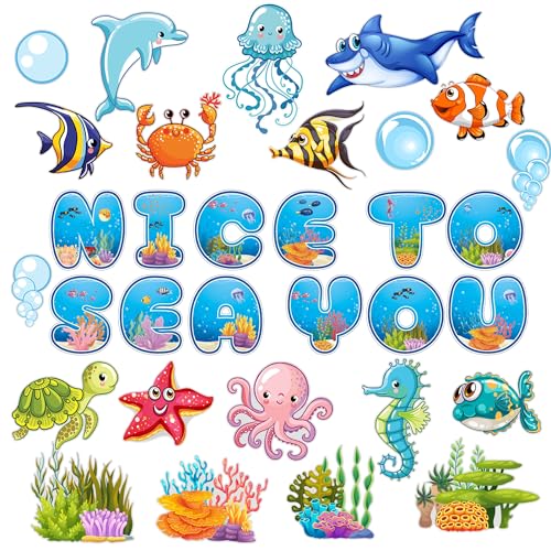 72 PCS Sea Life Paper Cutouts Under Sea Classroom Decorations Summer...