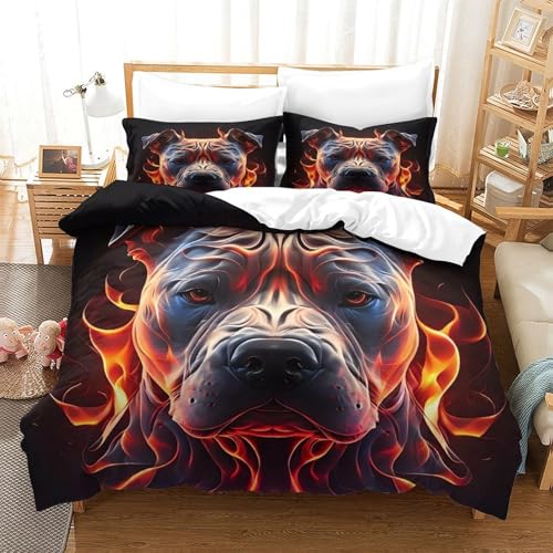 Housse de couette pitbull 3D hypoallergénique contre allergies