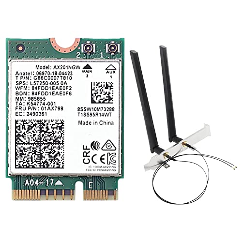 JANZU AX201NGW Tarjeta WiFi con Antena 2.4 GHz+5Ghz WiFi 6 3000Mbps M.2 CNVio2 Bluetooth 5.1 Tarjeta de Red WiFi para Win10