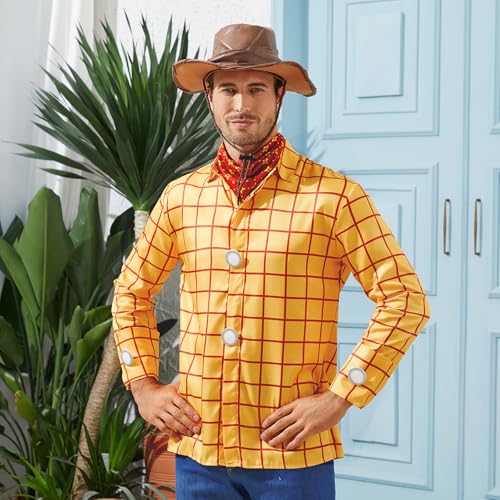 Woody Shirt Men's Plaid Button Down Long Sleeve Work Casual Shirt4