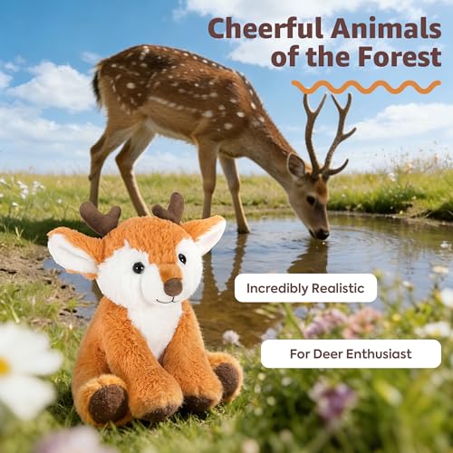 Image of Ditucu Deer Stuffed Animal 8 inch Cute Realistic Fawn Plush Toys Ultra Soft Plushies Gifts for Kids