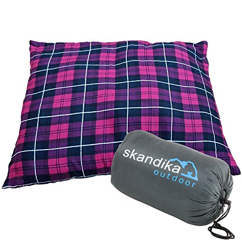 skandika Dundee Sleepyhead kuscheliges Kopfkissen Flanell 65x45 cm ideal für Schlafsack, Isomatte, Reisen (pink)