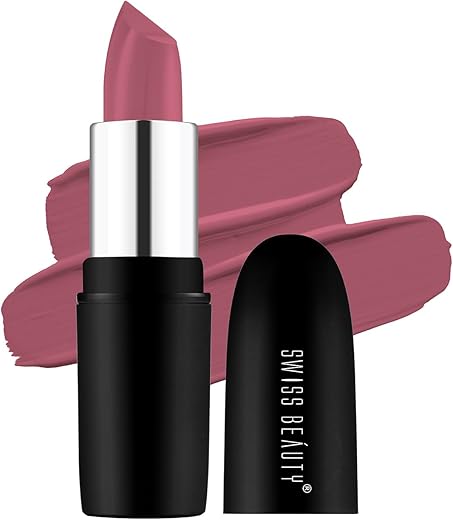 Swiss Beauty Pure Matte Lipstick | Long Lasting, Hydrating & Lightweight Lipstick | Hot Nude, 3.8gm|