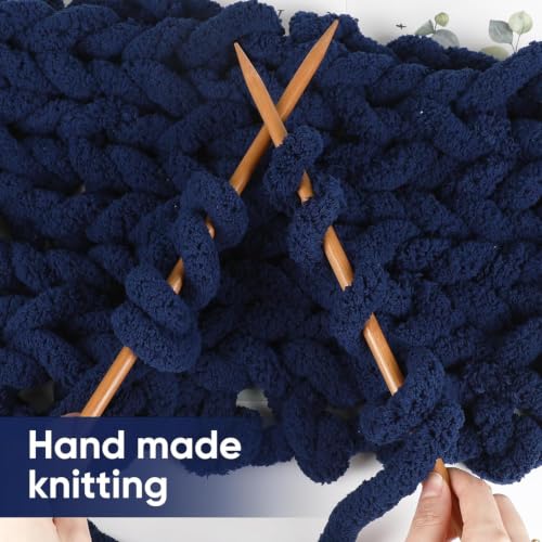 Image of 8 Packs Jumbo Chunky Chenille Yarn - 2040g(72oz) 245 Yards (224m) Bulky Yarn - Chunky Yarn for Hand Knitting Blanket,Cushions, Pet Bed - Soft and Durable(Vintage Blue)