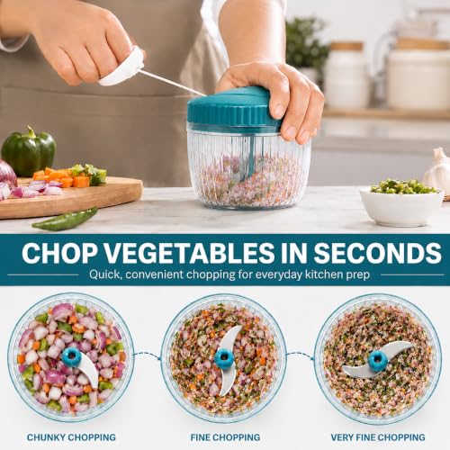 Image of Plastic Manual Vegetable Chopper for Kitchen Use, Vegetable Cutter for Kitchen, Onion Cutter, Onion Chopper (Crystal Wave Green - 550 ml)