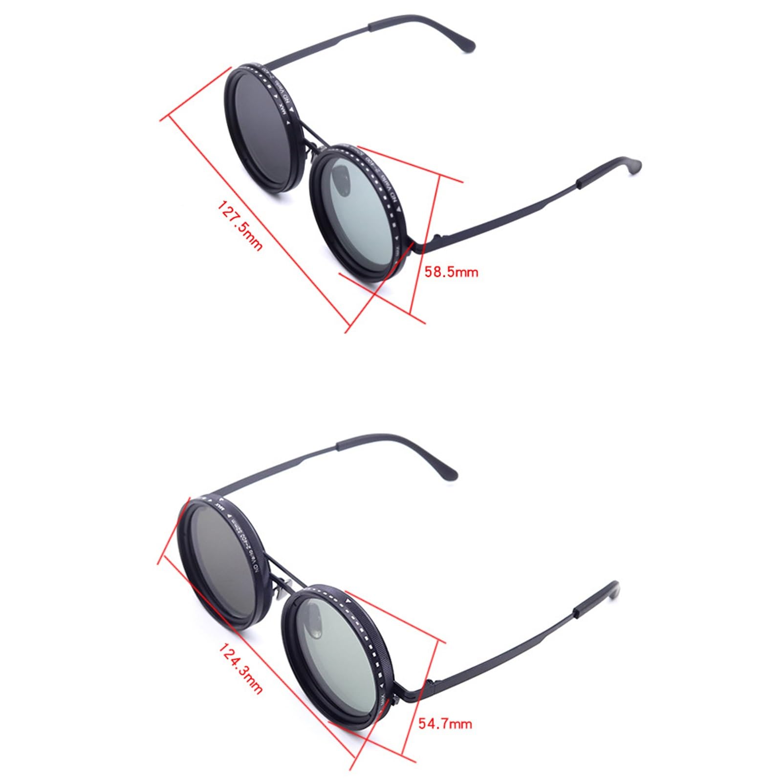 Adjustable Sunglasses，Adjustable Polarized Sunglasses，1 To 9 Rounded Polarized Glasses With Nd Filter Lenses