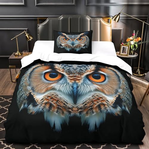Parure de lit anti-plis microfibre housse de couette oiseau 3D douce 135x200cm