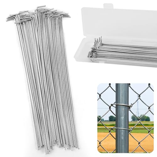 40 Pack Chain Link Fence Ties 8.27 Inch Galvanized Steel Fence Ties 14 Gauge Chain Link Fences Repair Kit for Garden and Dog Fences (40)