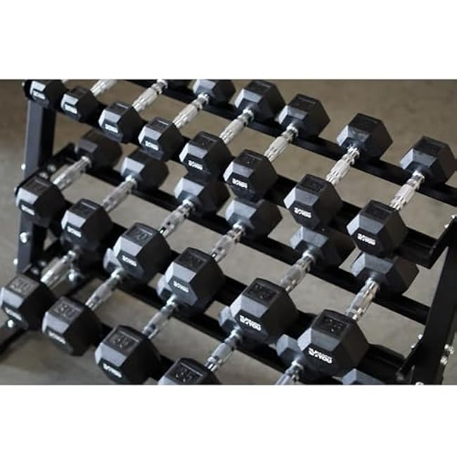 3 Tier Dumbbell Rack ¨C Heavy-Duty Steel Weight Storage Stand for Hex or Round Dumbbells ¨C Rubber Feet for Stability ¨C Home or Commercial Gym Use