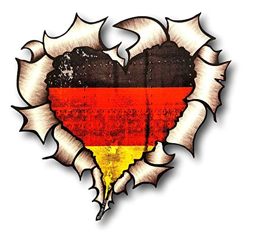Preisvergleich Produktbild Vinyl Stickers Deutsche Flagge Herz Aufkleber