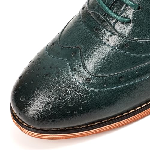 Image of Mona flying Womens Leather Wingtip Oxfords Brogue Shoes Lace-up Flats