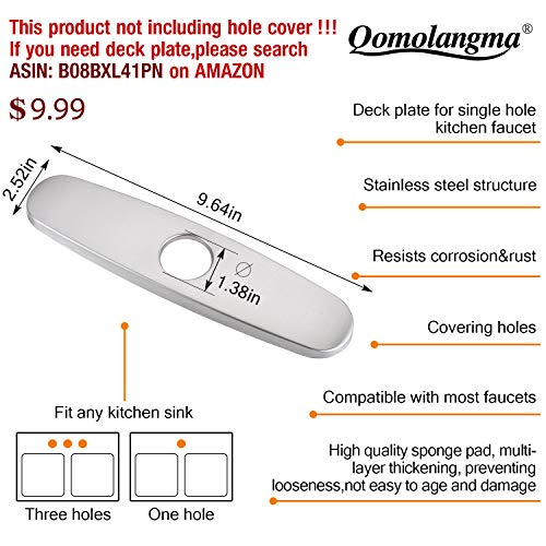 Qomolangma Kitchen Faucet Lead Free High Arc Spring Kitchen Sink Faucet with Pull Down Sprayer, Single Handle Single Lever Pull Out Kitchen Faucet,Brush Nickel