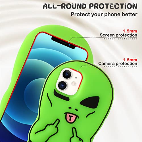 Joysolar Green Ailien Case For Iphone 11 6.1" Cute Silicone 3D Cartoon Character Phone Cover For Kids Girls Cool Fun Kawaii Soft Funny Unique Cases For Apple 11 #TOP2