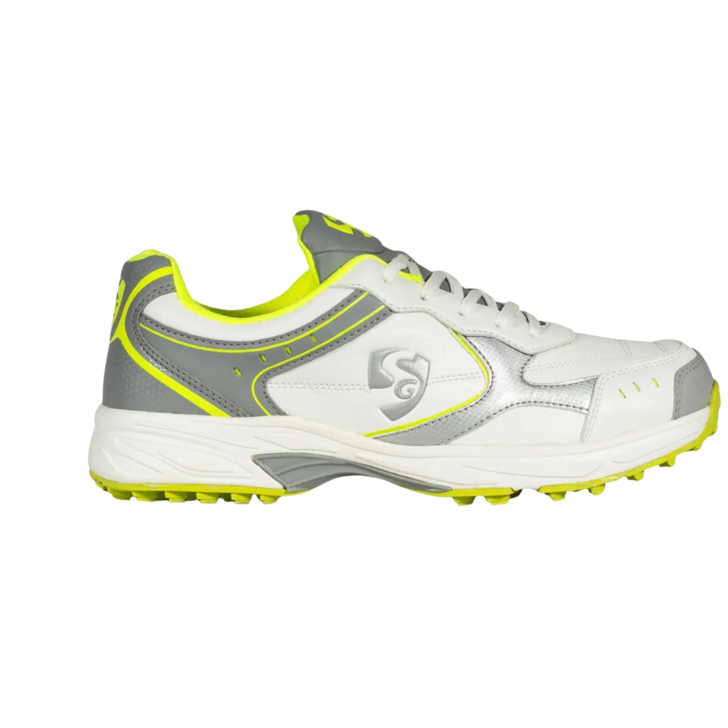 SG Armour Spike Cricket Shoes – White/Grey/Lime, Lightweight, Comfortable & Durable Spikes for Professional Cricket-image-15