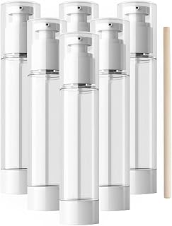 50ML / 1.7oz 6pcs Transparent Ounce Empty PS Plastic Airless Vacuum Pump Press Bottle Jar Pot Vial Container For Cosmetic Makeup Serums Cream Lotion Travel Toiletries Liquid Toner Sample, Lotion bottles,50ml*6pcs, Medium (6 Count)
