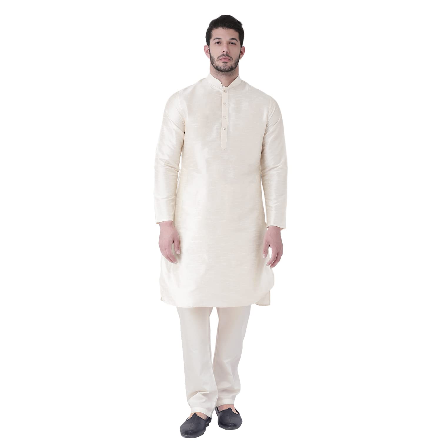 Knee Length Solid Kurta & Pyjama for Men | Silk | Long Sleeve | Ethnic Wear for Men | Party and Weeding wear Kurta Set-image-40