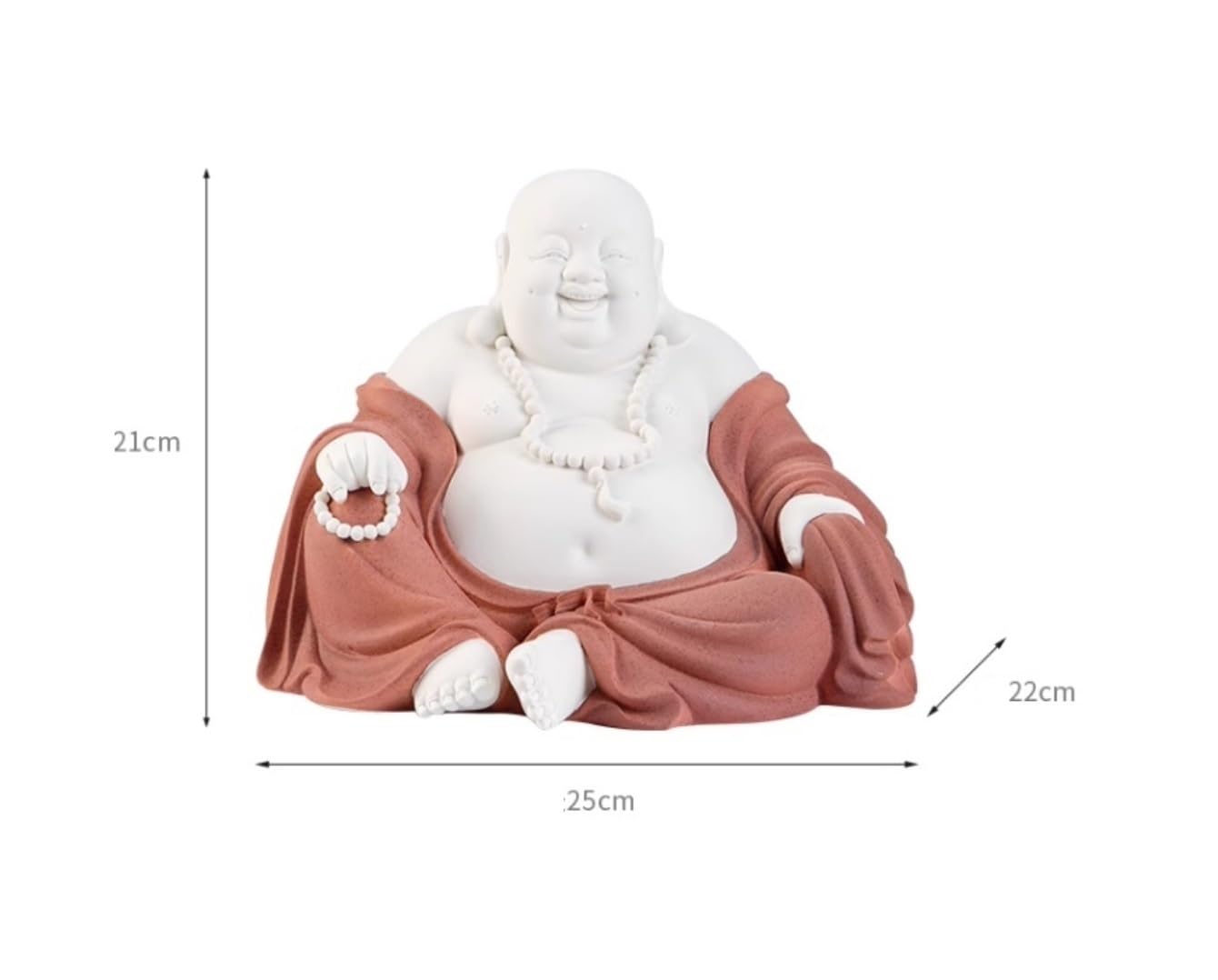 Budas Decorativos Buddha Estatua De Buda Feliz Riendo De 9,8 Pulgadas, Escultura Sentada, Estatuilla De Cerámica Hecha A Mano, Decoración Decorativa para El Hogar Escultura Adorno Artesanal(Rot)