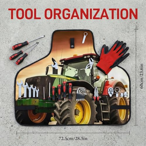 Delantal de trabajo con diseño tractor y bolsillos miniatura 2