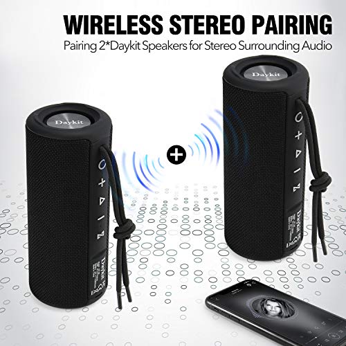Waterproof Portable Bluetooth Speaker with Crystal Clear Stereo Sound, Rich Bass, 66 ft Wireless Range, Built-in Mic, IPX6, for Home, Shower, Travel, Outdoor Speaker -Black