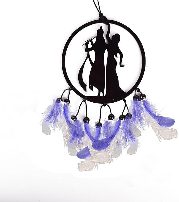 Hanging Accessories, Handmade Dream Catcher for Car, Home, Gift, Wall Hanging, Wind Chime, Car Decoration Accessories, Handmade Home Décor Hangings for Positivity (Radha Krishan JII), 1Pcs