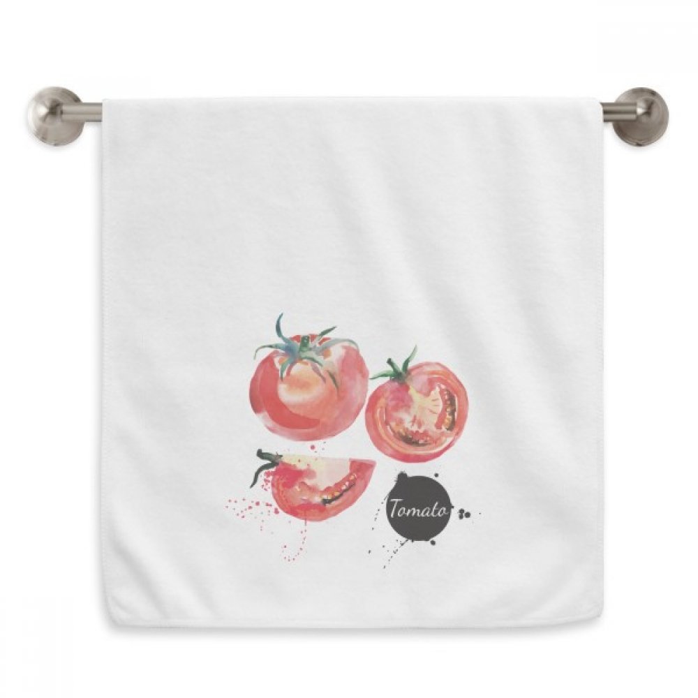 Serviette aquarelle tomate moelleuse en coton blanc doux pour salle de bain