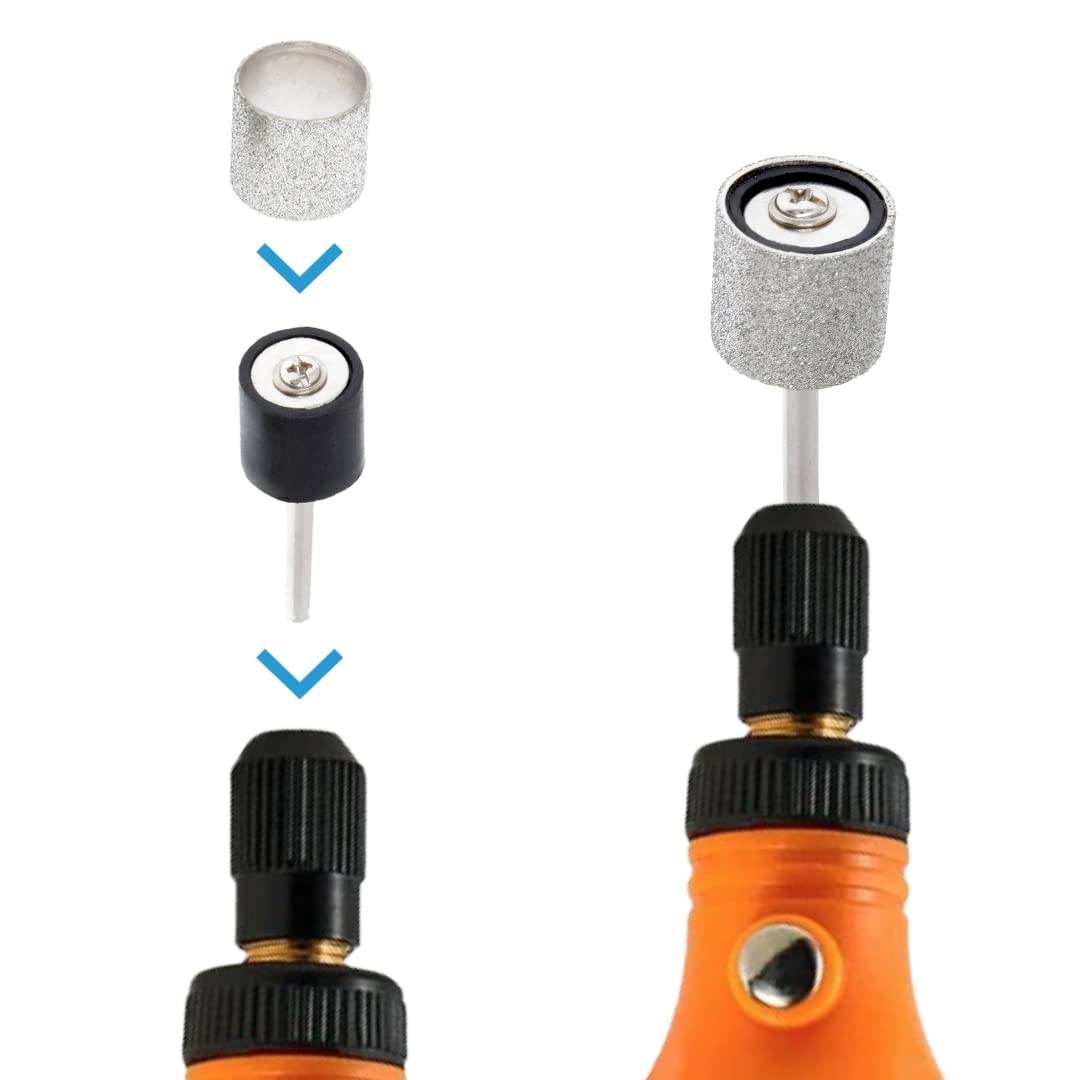 2 punte diamantate per smerigliatrice per unghie di cani, grana 120, con 1 mandrino da 1/2", mola diamantata per smerigliatrice per unghie per animali domestici (grana di finitura n. 120)