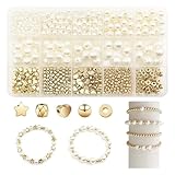 YINKE パールビーズ 手芸 約720個セット ラウンド ハンドメイド パーツ アクセサリー パーツ スペーサー ブレスレット 丸玉 手作り パールビーズ 穴付き DIY用