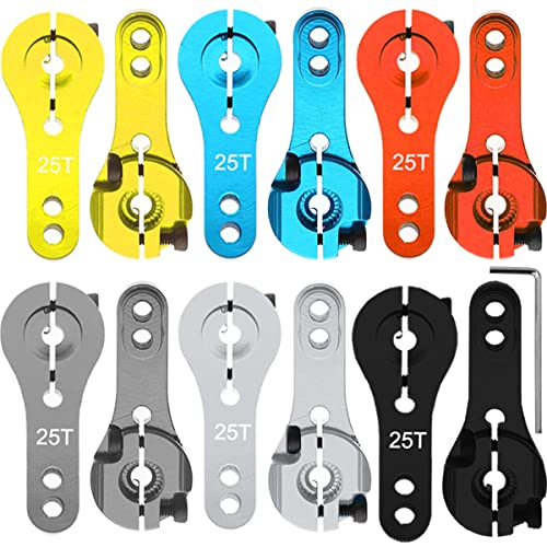 DAOKAI 25T Aluminum Dual Clamping Metal Servo Arm Horn, 6 Colors, RC Model Motor Spare Parts for RC Car/Model Boat/Truck/Airplane (12Pcs)