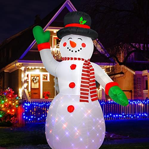 WAYDEKO Christmas Inflatable Snowman Yard Decoration Lighted Blow Up Christmas Garden Lawn Decor 8 Feet (Snowman-2)