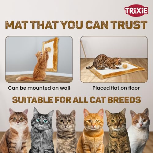 Image of TRIXIE Cat Scratching Board Cardboard Scratcher for Cats with Catnip Fun (Scratching Board, Sisal Rug /Plush)