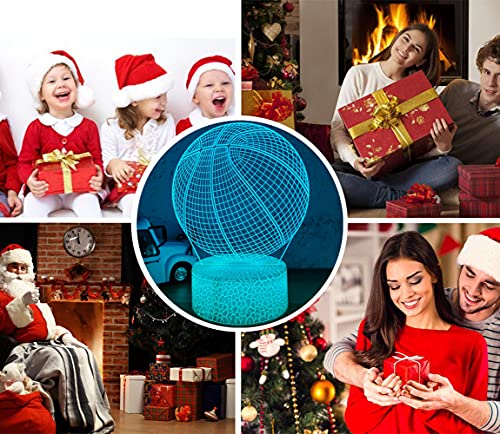 Image of i-CHONY Basketball Night Light, 3D Illusion Lamp 16 Colors Dimmable Touch Table Lamp, Bedside Lamp, Basket Ball Gifts, Holiday, Nursery, Home Decor, Xmas