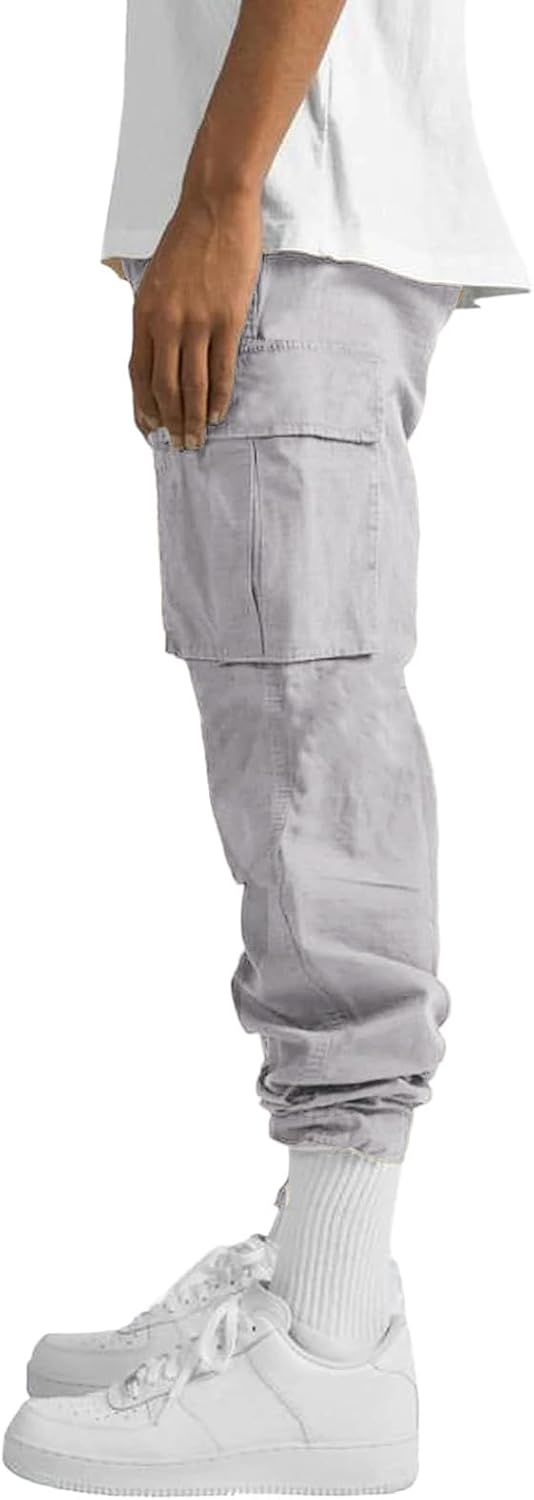THWEI Mens Cargo Pants Casual Joggers Athletic Pants Cotton Loose Straight Sweatpants