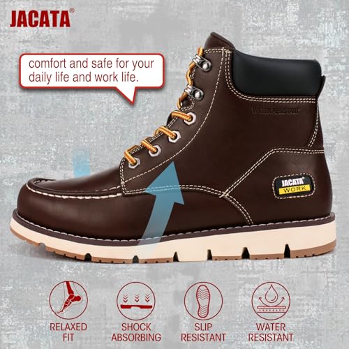 Mens Work Boots Moc Toe Wedge Botas De Trabajo Para Hombre Soft Toe Non Slip Industrial Construction Leather Boots/Shoes For Men Women4