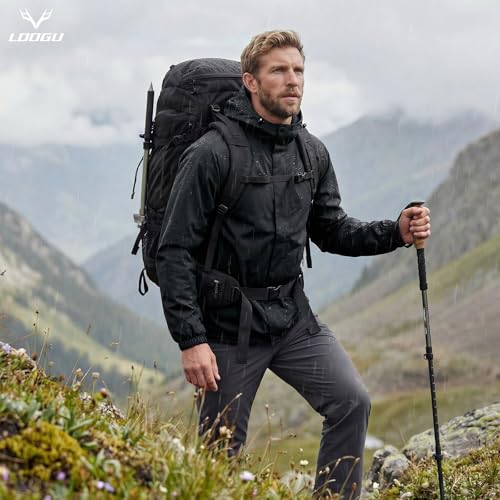 Image of LOOGU Rain Jacket for Men, Packable Waterproof Rain Shell Lightweight, S-3XL for Hiking Fishing Camping