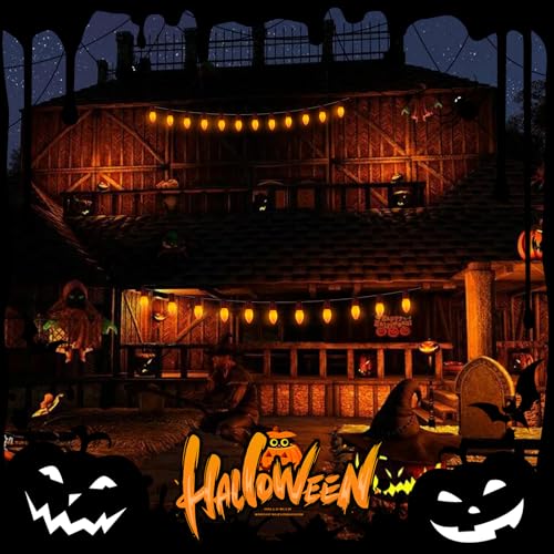 Image of C9 LED Orange Halloween String Lights 25Ft Outdoor Christmas Decorations Lights with 26 LED Shatterproof Orange Bulbs, Hanging Christmas Lights for Outdoor Patio Roofline Backyard Party Garden Lawn