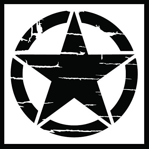 STENCIL-INVSTAR-DISTRESSED-10 - Distressed Military Invasion Star Stencil - A Weathered Version of The Iconic WWII Symbol! - 10-by-10-inch Sheet - (1) Piece Kit - Single Sheet