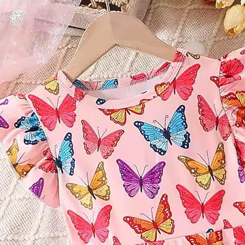 Little Girls A line Dress Cute Clothes Butterfly Pattern Girls Summer Ruffle Toddler Girl Casual Dresses3